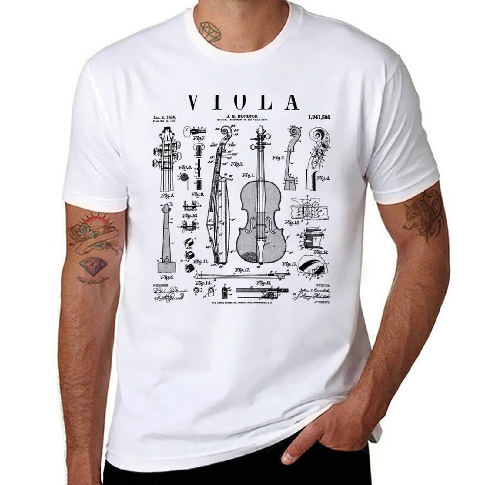 Musical Instrument Viola - Altviool speler muzikant muziekinstrument Vintage Patent