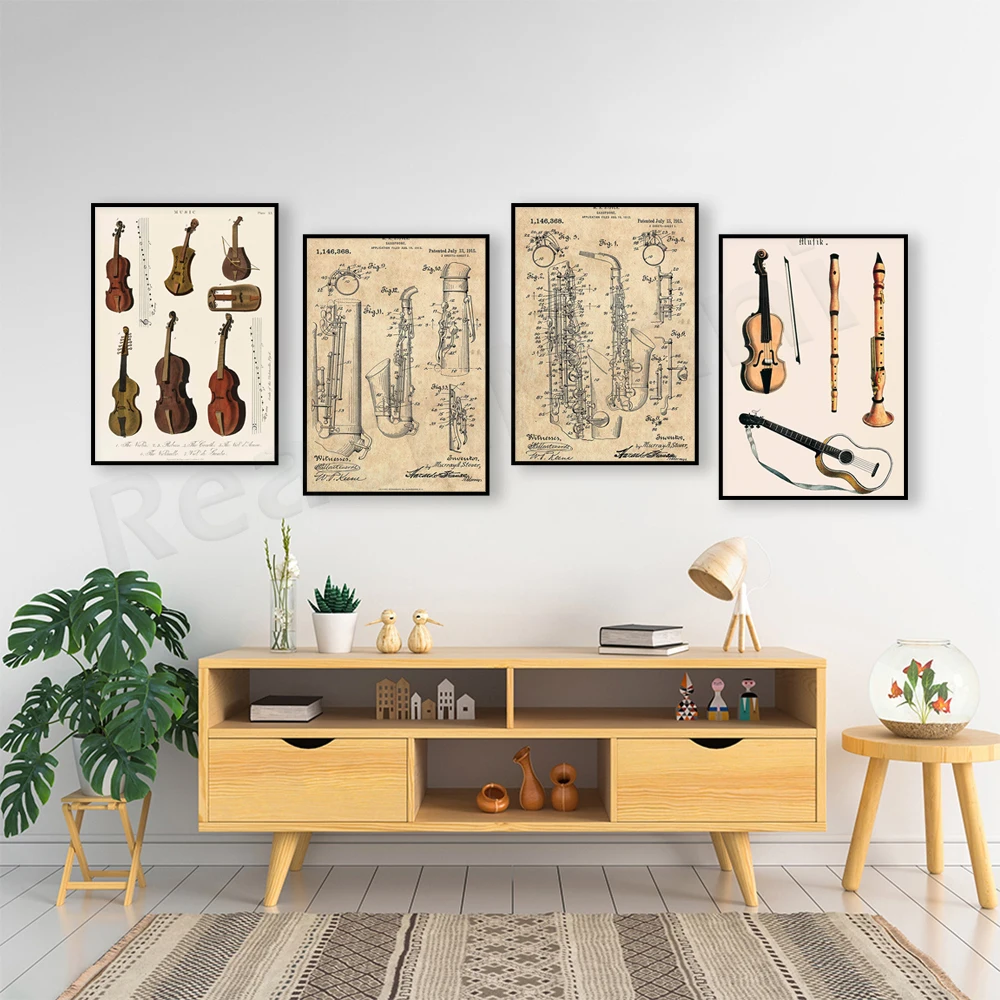 Muziek print, vintage viool al - Musical Instrument Viola recensie en prijs