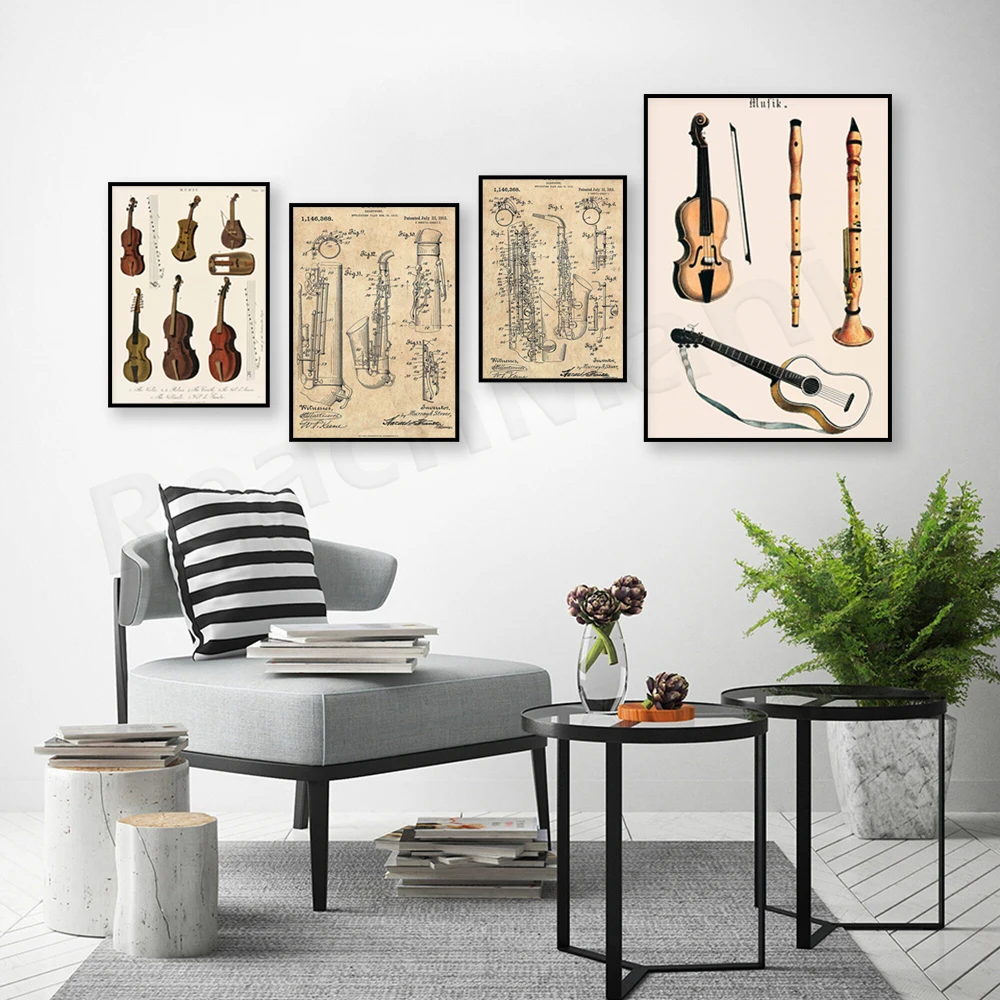 Muziek print, vintage viool al - Musical Instrument Viola recensie en prijs