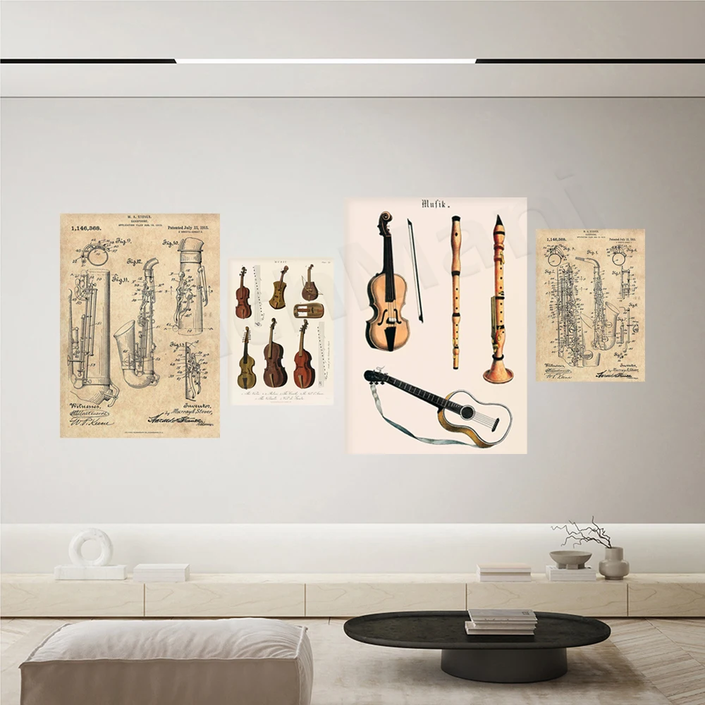 Muziek print, vintage viool al - Musical Instrument Viola recensie en prijs