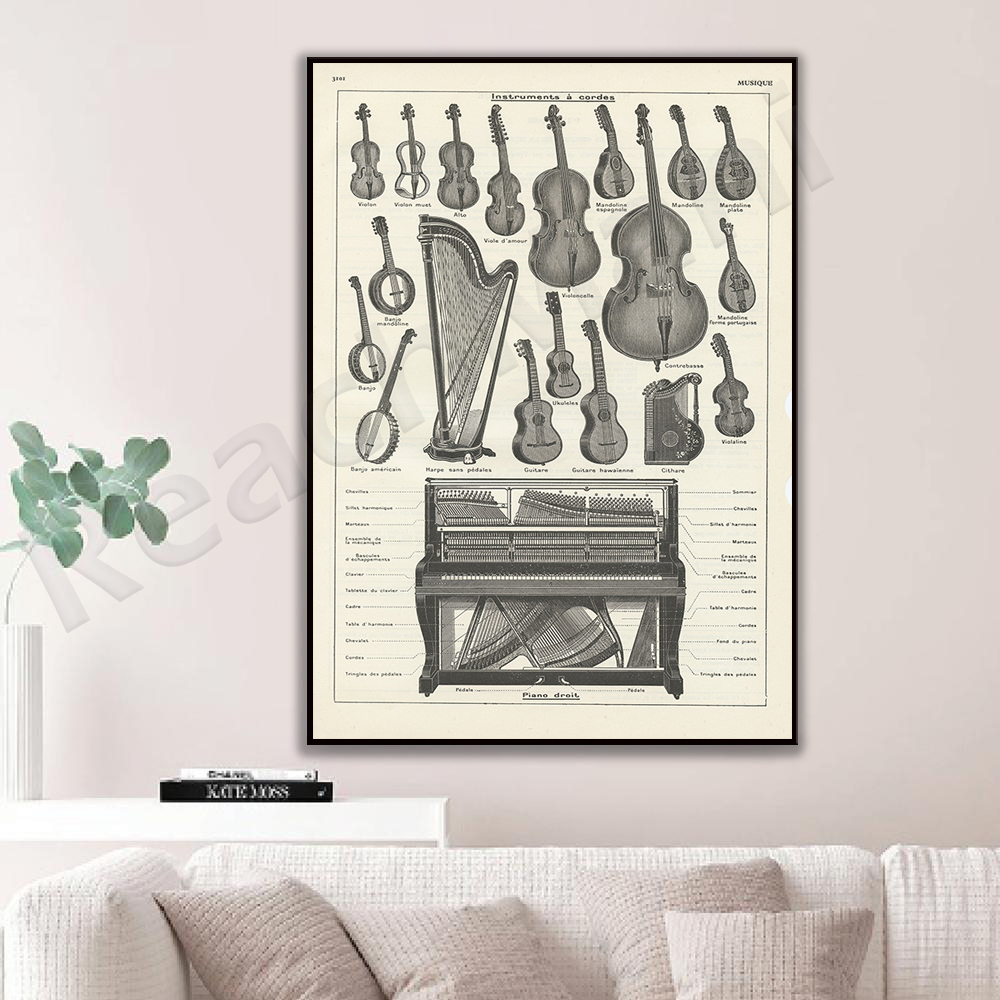 Antiek muziekinstrument gedruk - Musical Instrument Viola recensie en prijs